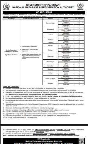  NADRA Jobs 2025 – Junior Executive 