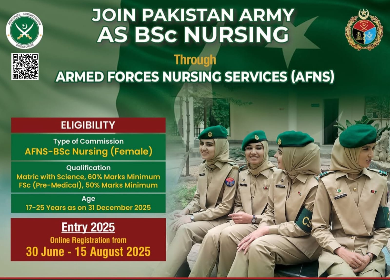  Join Pak Army as AFNS 2025 Armed Forces Nursing Services
