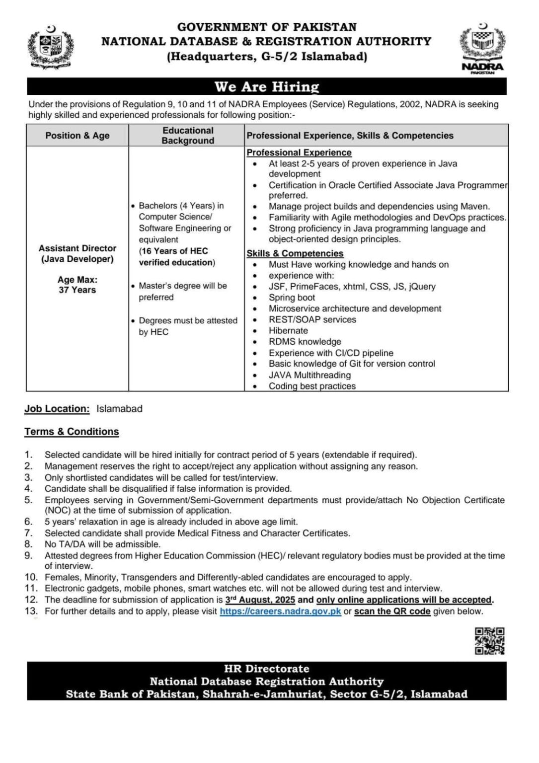  NADRA Jobs 2025 Latest Advertisement Online Apply