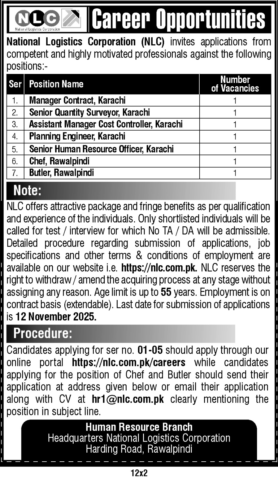  Latest NLC Careers in Karachi & Rawalpindi