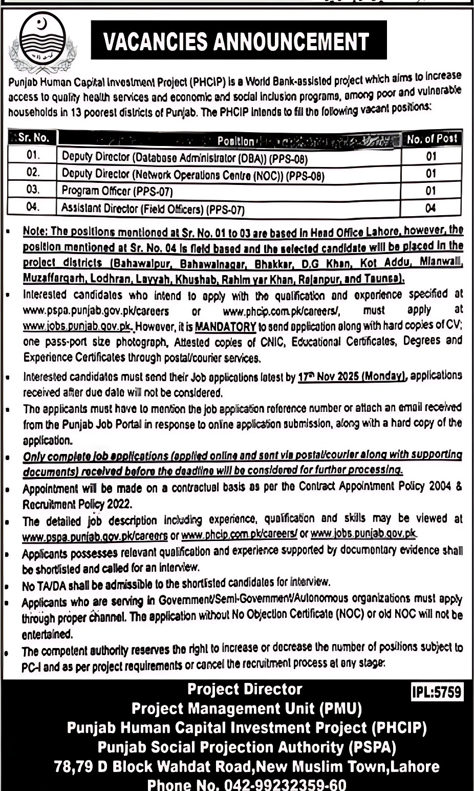  Latest PSPA Punjab Jobs 2025