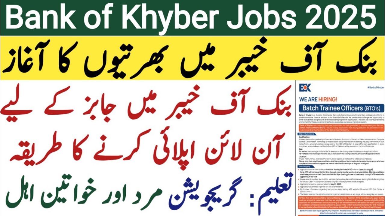  Bank of Khyber Jobs 2025