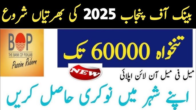 Bank of Punjab Jobs 2025 – Trade Sales Manager