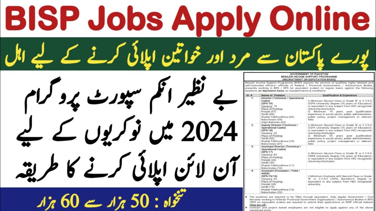 Benazir Income Support Program BISP Jobs 2025