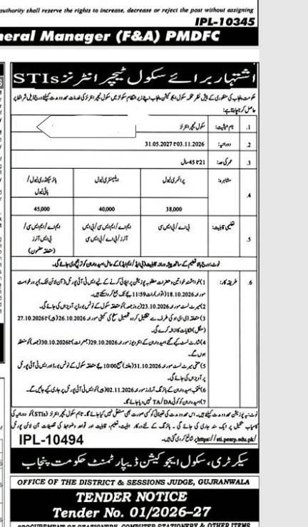 Punjab School Teacher Interns STIs Jobs 2026 Apply Online - Original Advertisement