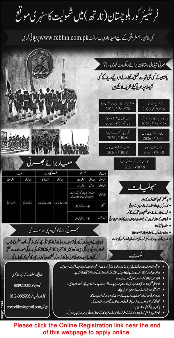 FC Balochistan North Jobs 2026 Recruit Course Apply Online - Original Advertisement