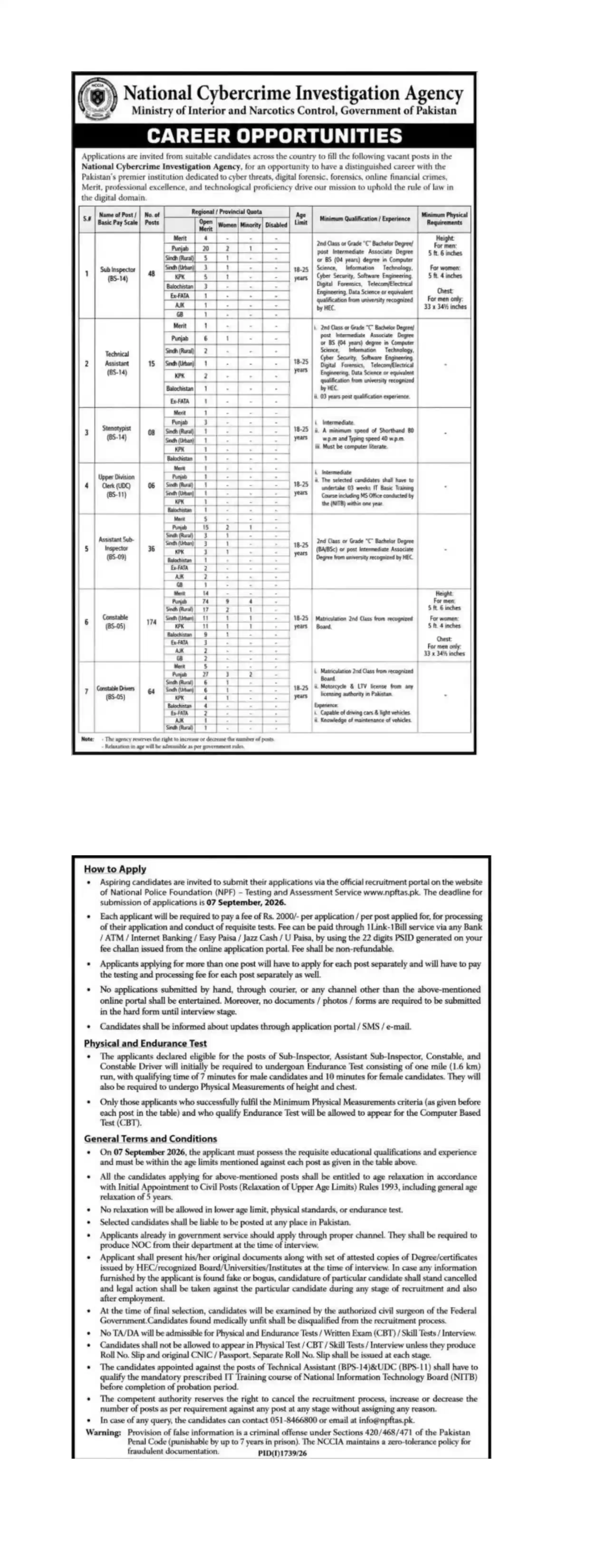 NCCIA Career Opportunities 2026 - 351 Posts Apply Online - Original Advertisement
