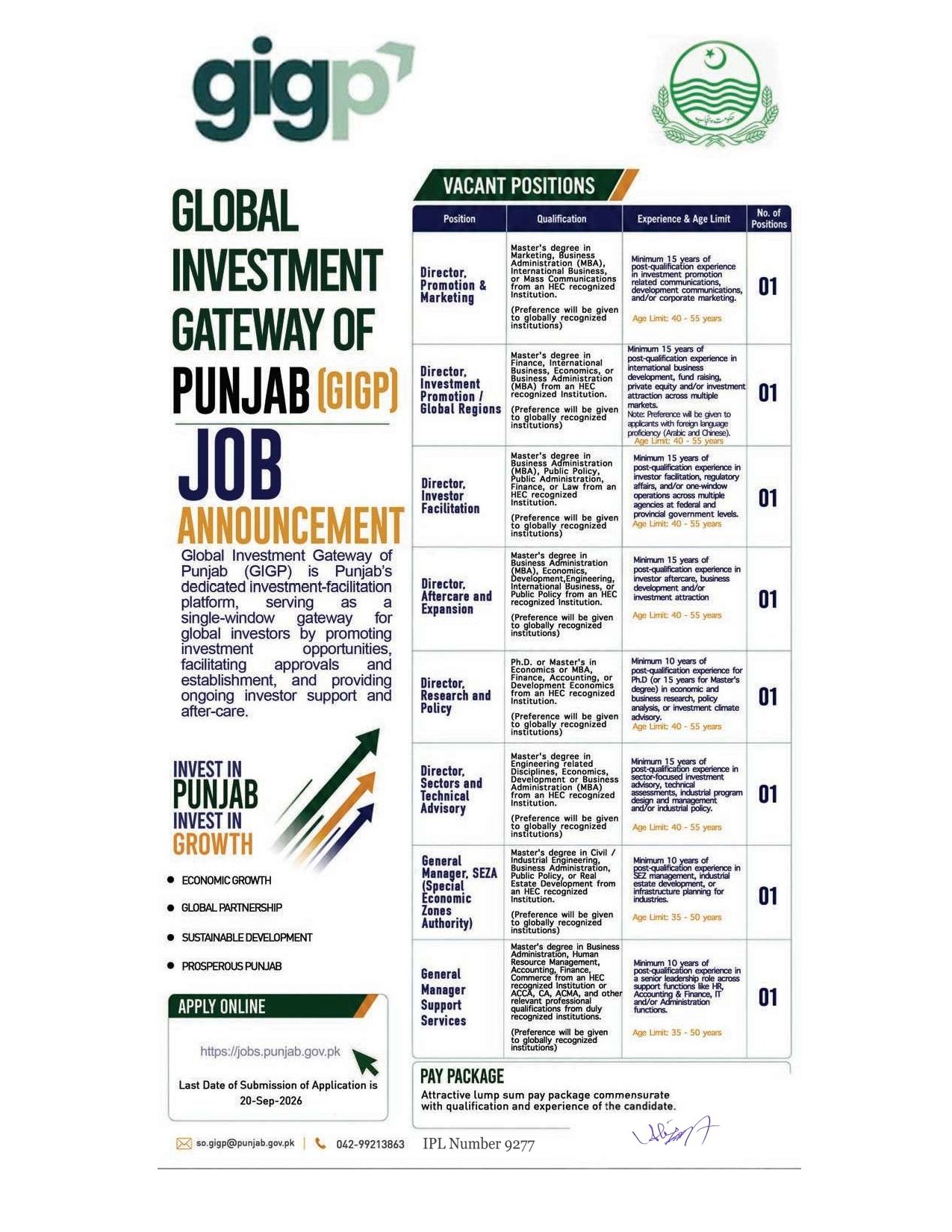 GIGP Punjab Global Investment Gateway Jobs 2026 Apply - Original Advertisement