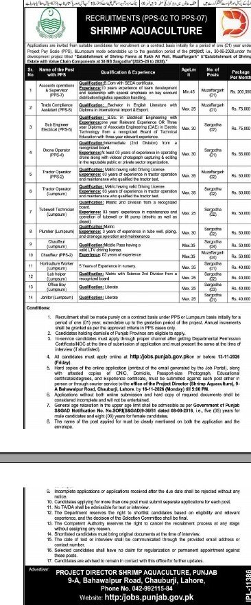 Shrimp Aquaculture Jobs 2026 Multiple Posts Apply Online - Original Advertisement