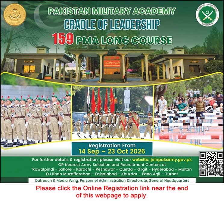 Pakistan Army PMA 159 Long Course 2026 Apply Online - Original Advertisement