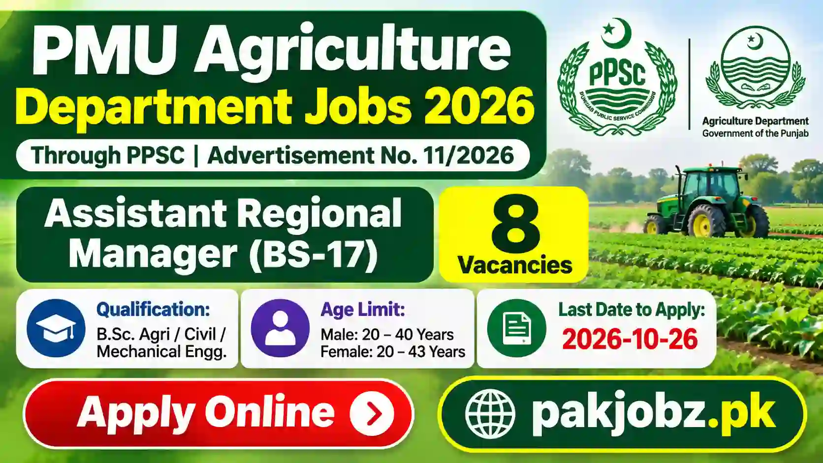 PMU Agriculture Assistant Regional Manager Jobs 2026 Apply - Job Poster