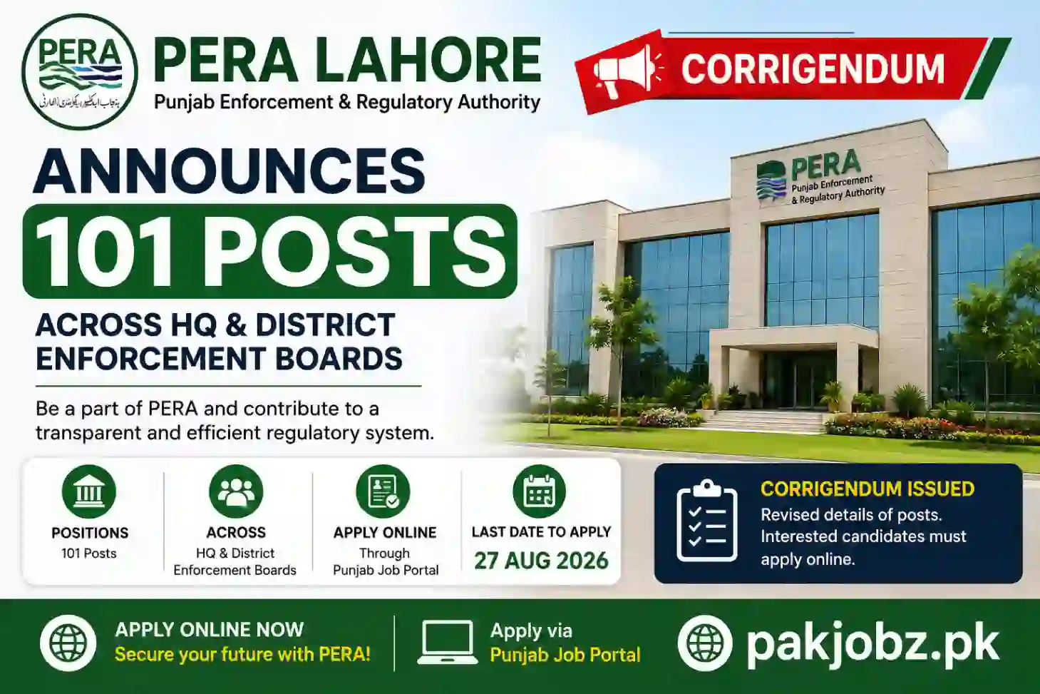 PERA Punjab Enforcement Authority Jobs 2026 Apply Online