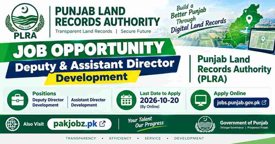 PLRA Lahore Deputy Assistant Director Jobs 2026 Apply - Job Poster