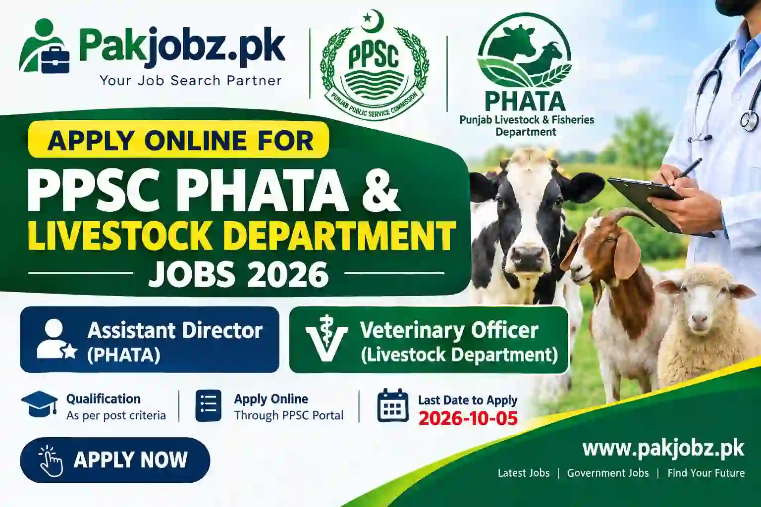 PPSC PHATA & Livestock Department Jobs 2026 Apply Online - Job Poster