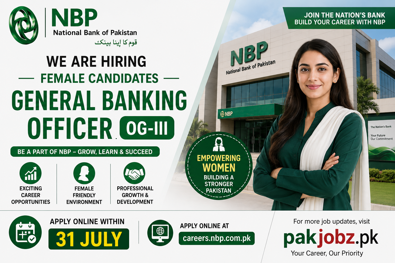 NBP General Banking Officer Female Jobs 2026 Apply