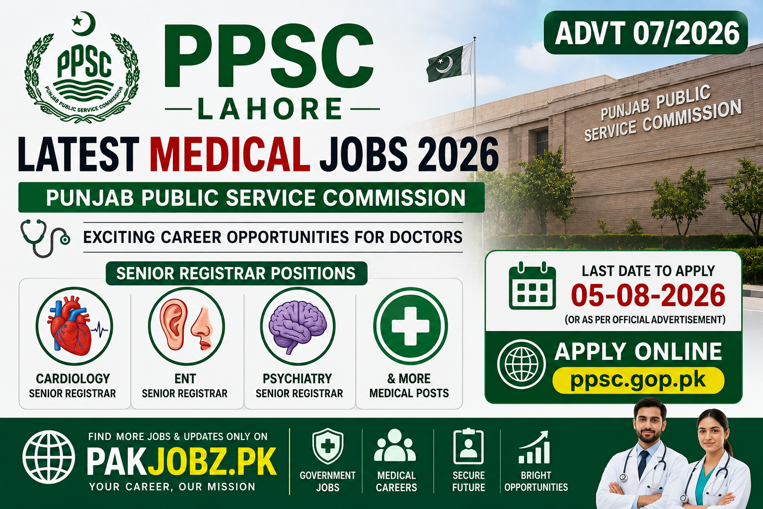 PPSC Senior Registrar Medical Jobs 2026 Apply Online