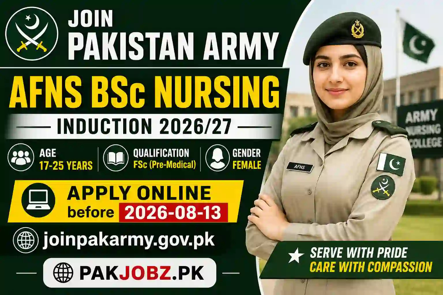 Join Pakistan Army AFNS BSc Nursing Jobs 2026 Apply Online