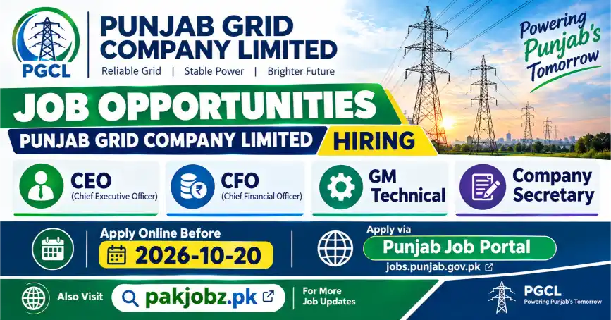 PGCL Jobs 2026 CEO CFO GM Technical Apply Online - Job Poster