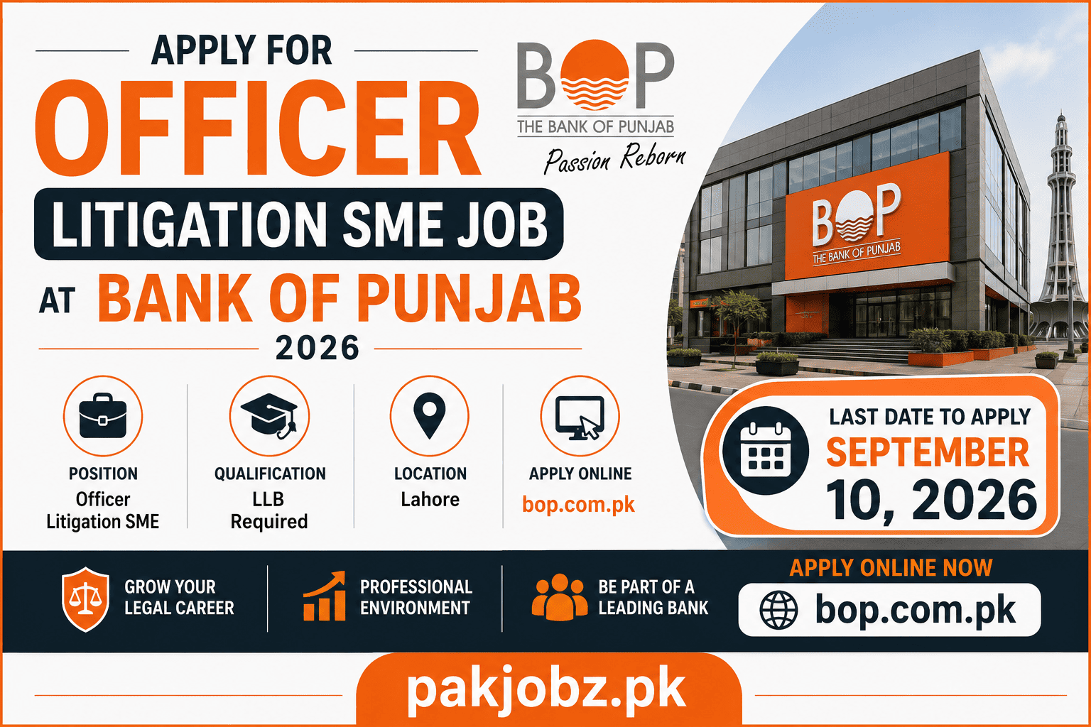 Bank of Punjab Officer Litigation Jobs 2026 Apply Online - Job Poster