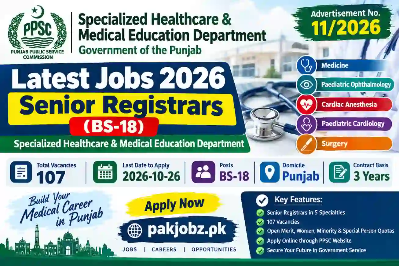Healthcare Senior Registrar Jobs 2026 Apply Online Punjab - Job Poster