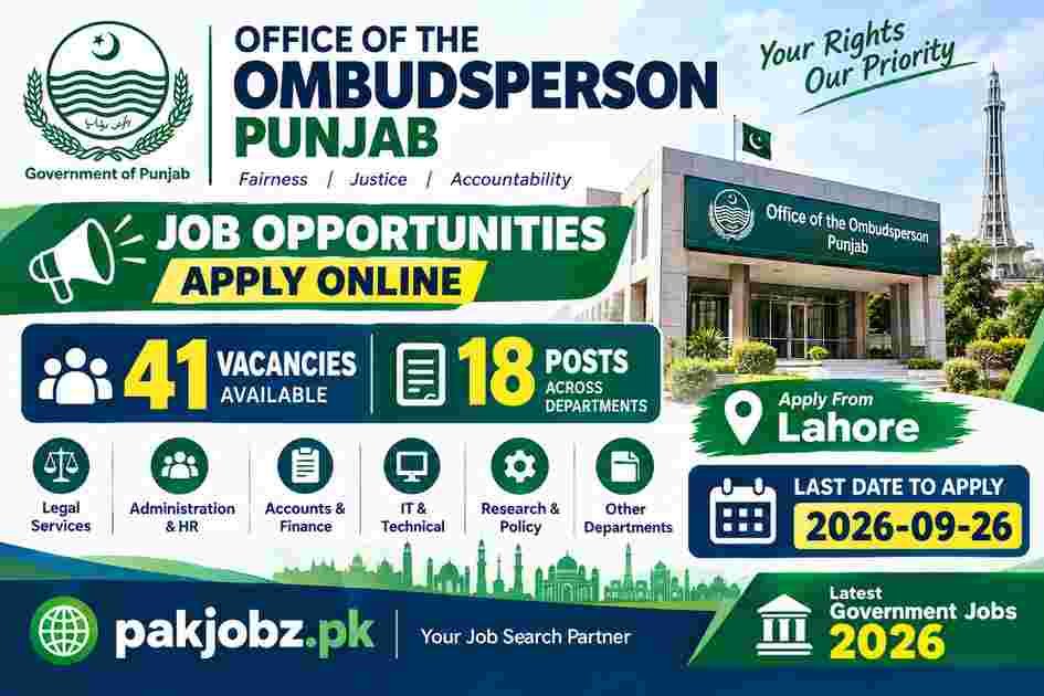 Ombudsperson Punjab Multiple Vacancies 2026 Apply Online