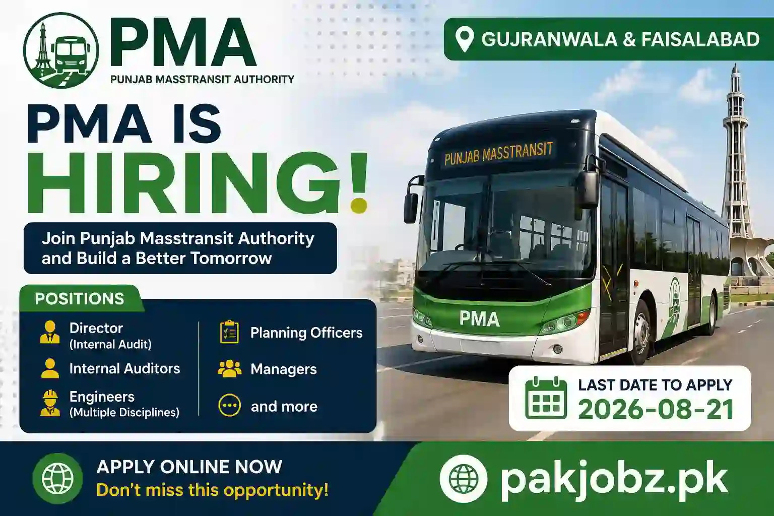 Punjab Masstransit Authority PMA Jobs 2026 Apply Online