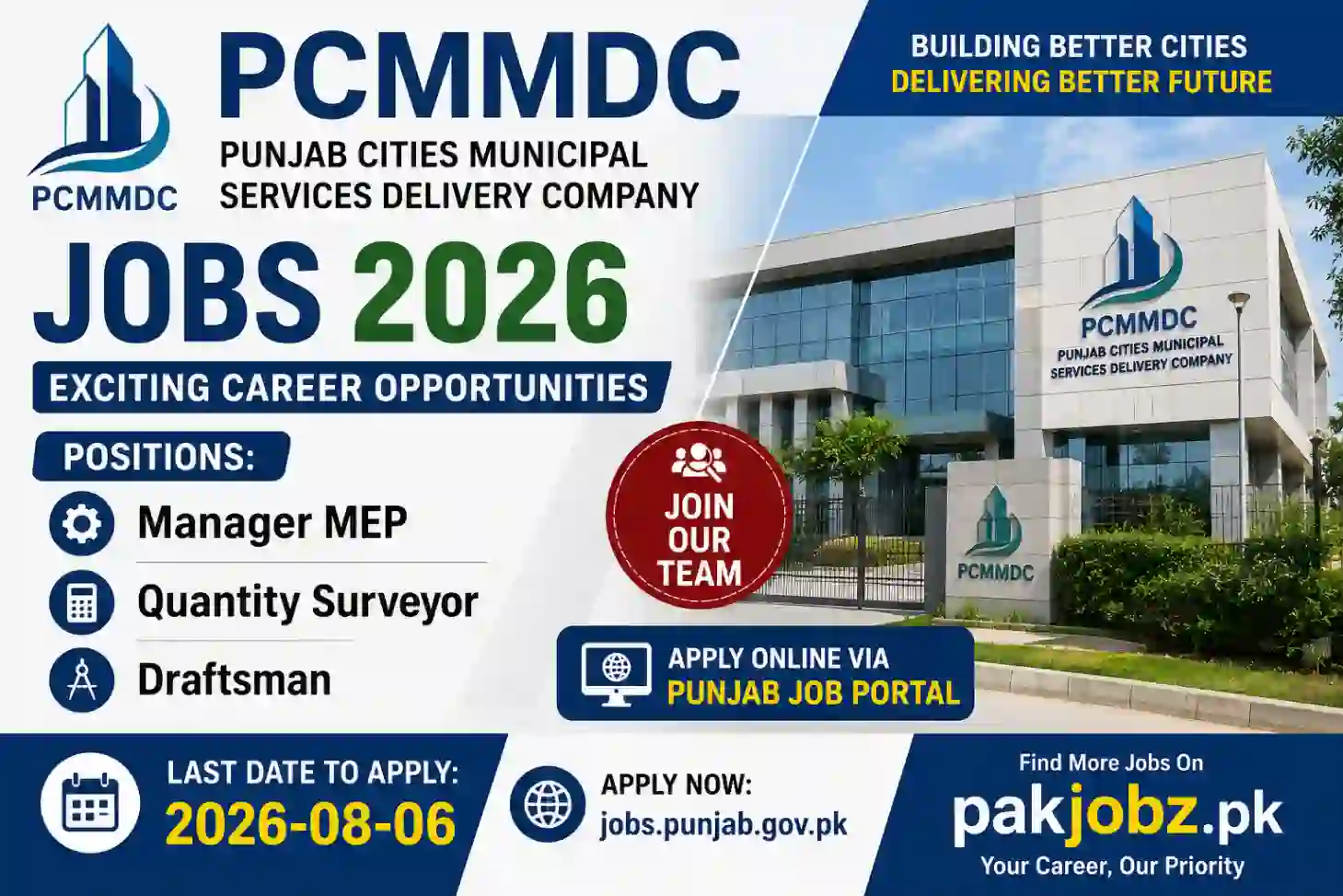 PCMMDC Manager MEP & Quantity Surveyor Jobs 2026