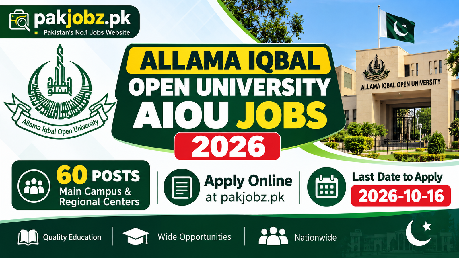 AIOU Allama Iqbal Open University Jobs 2026 Apply - Job Poster
