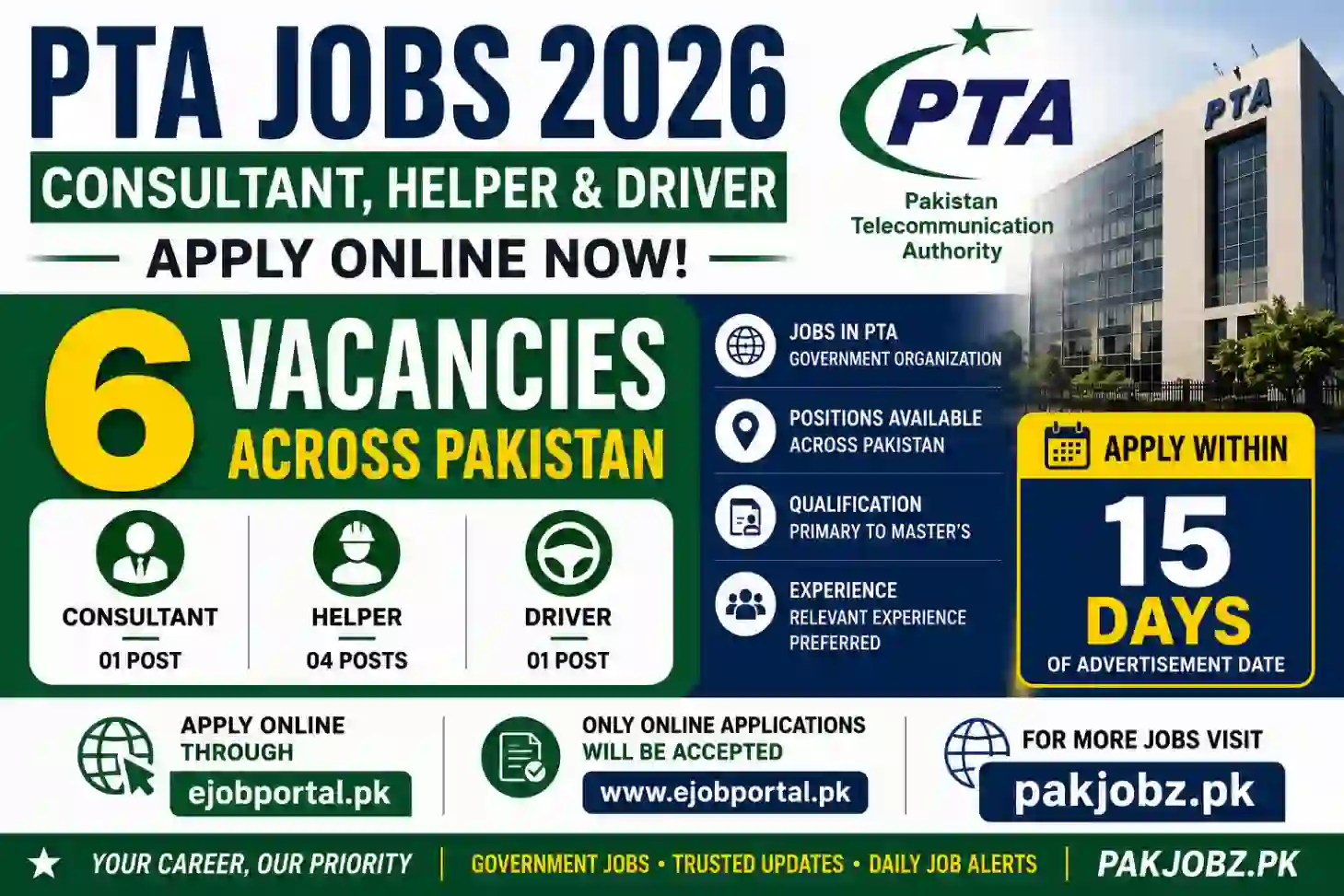 PTA Vacancy Announcement 2026 - Consultant & Helper Jobs
