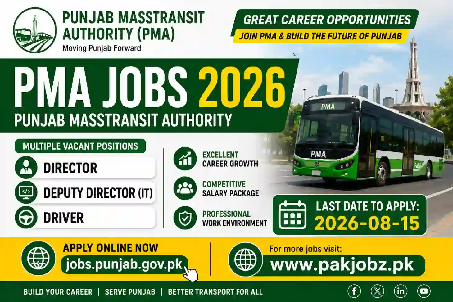 Punjab Masstransit Authority PMA Jobs 2026 Apply Online