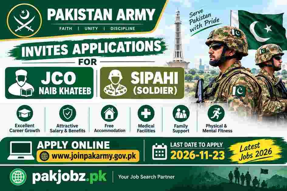 Pak Army JCO Naib Khateeb & Sipahi Jobs 2026 Apply
