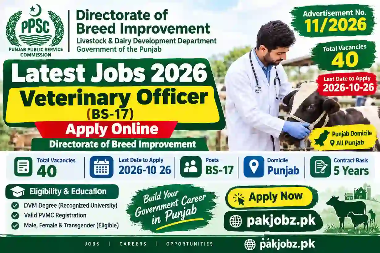 Breed Improvement Directorate Veterinary Officer Jobs 2026 - Job Poster
