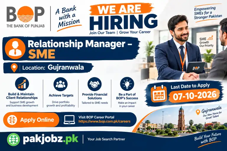 Bank of Punjab Relationship Manager SME Jobs 2026 - Job Poster