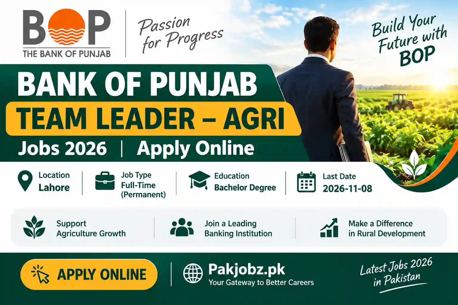 Bank of Punjab Team Leader Agri Jobs 2026 Apply Online - Job Poster