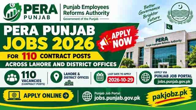 PERA Punjab Jobs 2026 Apply Online via Punjab Job Portal - Job Poster